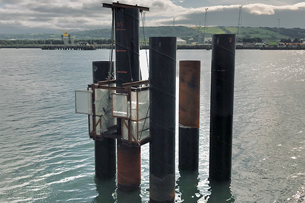 An image of some ocean equipment that has been sprayed with protective coating